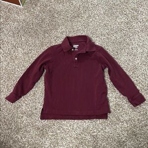 Lands' End Kids Maroon Long Sleeve Polo